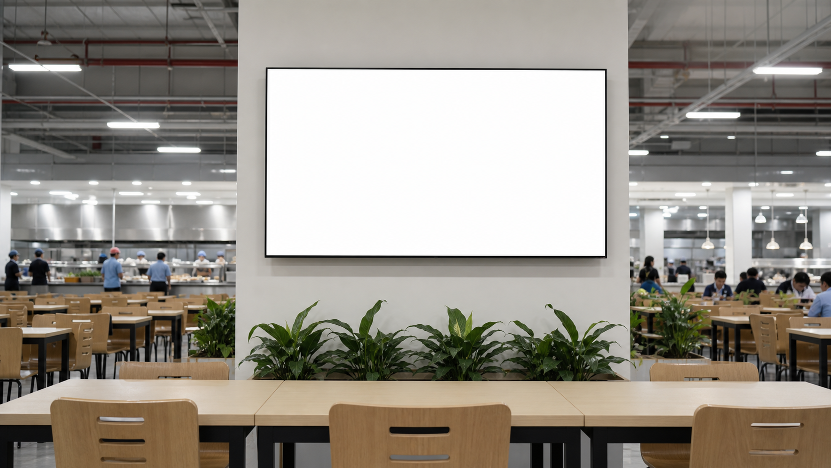 Màn hình digital signage trong khu vực căng tin nhà máy